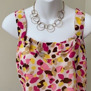 Multi colored tank pink, yellow, brown, tan